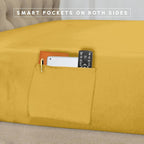 Elegant Comfort 8-Piece Pinch Pleated Comforter Set - All Season Complete Bed in a Bag, Includes 4pc Smart Sheet Set, Bed Skirt, Comforter, Matching Pillowcases and Shams, Full/Queen, Mustard Yellow
