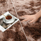 Deerhoo Large Shag Area Rugs 8 x 10, Tie-Dyed Plush Fuzzy Rugs for Living Room, Ultra Soft Fluffy Furry Rug for Bedroom, Indoor Carpet Nursery Rugs for Kids Room Home Decor, Coffee