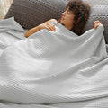 PHF Ultra Soft Waffle Weave Blanket Twin Size 66"x 90"- Washed Lightweight Breathable Cozy Woven Blanket for Bed - Aesthetic Decor for Couch Bedding Sofa Home Car - Light Grey
