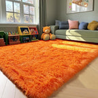 ONASAR Orange Area Rugs for Bedroom Living Room, Fluffy 4x6 Indoor Bedside Floor Throw Rug, Soft Plush Shaggy Carpet for Nursery Kids Girls Boys Teen Dorm Home Office Decor Aesthetic