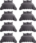 IR Imperial Rooms 8 Pack California King Quilt Bedding Set (118"x106") - Bulk Wholesale for Hotels, Guest Bedroom & Airbnbs - Lightweight Microfiber Reversible Embossed Quilts Bedspread (Charcoal)