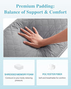 YZ HOME Long Body Pillow for Adults - Firm Body Pillow Insert with Shredded White Memory Foam, Adjustable Height, Soft Support for Side Sleeping, Pregnant Women, Washable (Grey, 20x54 Inch)
