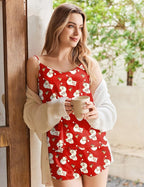 Ekouaer Silk Pajamas Set for Women Satin Camisole Sleepwear Lingerie V-Neck Cami Top and Shorts Pjs