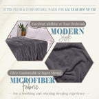 Elegant Comfort Luxury Velvety Feel Blanket, All-Season Lightweight Blanket, Ultra Plush, Soft, Cozy-Fuzzy Flannel Fleece for Couch, Sofa, Bed, Travel, Solid Design, Full/Queen, Grey