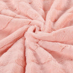Striped Throw Blanket and Pillow Covers Set (No Inserts) for Couch and Bed, Plush Warm Lightweight Fuzzy Faux Fur Blanket for All Seasons (60" x 80", Pink)