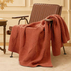 Amélie Home Knit Throw Blanket, Soft Chenille Cozy Breathable Checkered Chunky Decorative Blanket for Couch, Bed & Sofa, French-Inspired Lightweight Warm Gift for Women, Orange, 50"x60"