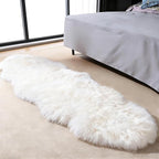 Genuine Sheepskin Rug with Little Patches | Premium Ivory White Fluffy Sheep Skin Carpet for Bedroom Fireplace | Soft Wool Throw Blanket for Elder, Pet | Luxurious Fur Rug for Chair, Sofa, 2FT×6FT