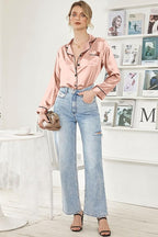 Ekouaer Women's Classic Button Down Long Satin Silk Pajama Set