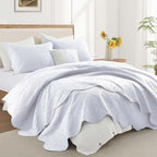 IR Imperial Rooms 10 Pack Twin Quilt Bedding Set (68" x 86") - Bulk Wholesale for Hotels, Guest Bedroom & Airbnbs - Lightweight Microfiber Reversible Floral Embossed Quilts Bedspreads (White)