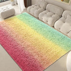 Pink-Cyan Area Rug 6x9 Large Rugs for Living Room Bedroom, Fluffy Cute Rug Modern Carpets for Kids Room, Non-Skid Rectangular Indoor Gradient Rug for Girls Boys Nursery Room Home Decor