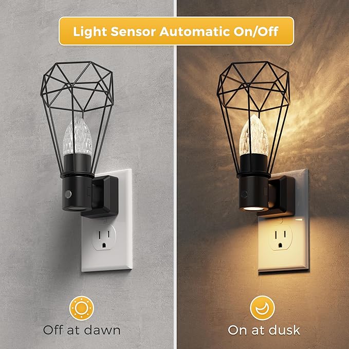 L LOHAS LED Night Light, Night Lights Plug into Wall, 3000K Warm White, Farmhouse Plug in Light with Dusk to Dawn Sensor, for Bedroom, Bathroom, Kitchen, Hallway