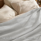 PHF Ultra Soft Waffle Weave Blanket Twin Size 66"x 90"- Washed Lightweight Breathable Cozy Woven Blanket for Bed - Aesthetic Decor for Couch Bedding Sofa Home Car - Light Grey