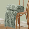 Aormenzy Cable Knit Throw Blankets 50 x 60 Inches, Soft Cozy and Lightweight Knitted Blanket, Machine Washable Acrylic Blanket, Decorative Throw Blanket for Couch Sofa Bed, Sage Green