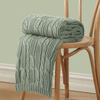 Aormenzy Cable Knit Throw Blankets 50 x 60 Inches, Soft Cozy and Lightweight Knitted Blanket, Machine Washable Acrylic Blanket, Decorative Throw Blanket for Couch Sofa Bed, Sage Green
