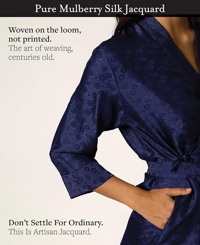 Tara Sartoria Luxury Artisan Silk Robe for Women, Washable, Full Length, Jacquard, XS–4XL, Oprah Daily 2025
