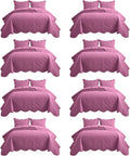 IR Imperial Rooms 8 Pack Quilt King Size Bedding (106" x 96") - Bulk Wholesale for Hotels, Guest Bedroom & Airbnbs - Lightweight Microfiber Reversible Floral Embossed Quilts Bedspreads (Purple)