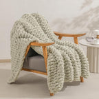 bearberry Chunky Knit Throw Blanket 60x80 Inches Handmade, Soft Jumbo Chenille Yarn with Cable Rope Knot Design | Thick Cozy Large Blanket for Couch, Sofa, Bed & Living Room Home Decor | Green