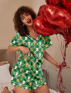 Ekouaer Silk Pajama for Women Short Sleeve Satin Pj Set Two Piece Soft Sleepwear Loungewear, S-XXL