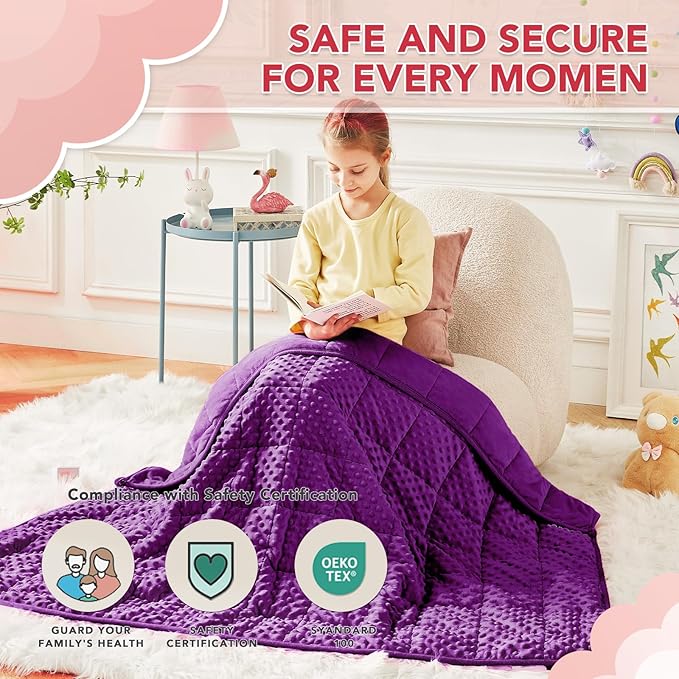 CuteKing Weighted Blanket - 36"x48" 5lbs Minky Dots Heavy Blanket with Glass Beads Soft Breathable for All-Season Summer Fall Winter Thick Comfort for Rest