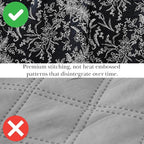 Southshore Fine Living, Inc. Oversized Bedding Quilt Set, Twin XL Coverlet, Reversible Quilt, Lightweight Coverlet Twin XL, Floral Bedspread 2-Piece Set with One Matching Quilted Pillow Sham, Black