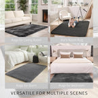 Ultra Soft Shag 3x5 Grey Area Rug – Fluffy Plush Rugs for Bedroom, Bedside, Living Room, Dorm, Kids and Girls Room, Study, Office, Playroom, Non-Slip Easy to Clean Home Décor Carpet