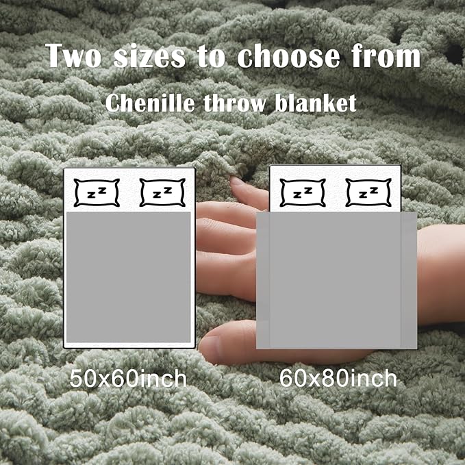 YJLMLY Chunky Knit Throw Blanket,60x80 Inch Heavy 6.8lbs, Hand Knit Chenille Couch Blanket, Soft Cable Knit Gift for Women Mom Wife, Modern Home Decor