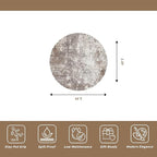 4ft Washable Kitchen Round Rug: Non-Slip Small Circle Rug for Bathroom,Living Room,Bedroom – Soft Modern Neutral Abstract Circular Carpet (Brown Beige,4x4)