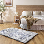 Ashler Faux Fur Rug, Fluffy Shaggy Area Rug Ultra Soft 3 x 5 Feet Rectangle Fur Rug Frosted Bottom Blue Fuzzy Rug Machine Washable Shag Rug, Nursery Decor Throw Rugs for Bedroom, Living Room