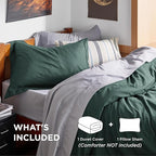 Bedsure Duvet Cover Twin/Twin XL Size - Soft Double Brushed Bedding Set for Kids & Adults, Zipper Closure, 2 Pieces, Includes 1 Duvet Cover (68"x90") & 1 Pillow Sham, NO Comforter, Forest Green
