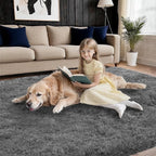 Ultra Soft Shag 3x5 Grey Area Rug – Fluffy Plush Rugs for Bedroom, Bedside, Living Room, Dorm, Kids and Girls Room, Study, Office, Playroom, Non-Slip Easy to Clean Home Décor Carpet