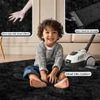 Black Rugs for Bedroom 9x12 ft Large - Ultra Soft Faux Fur Area Rug - Plush Non-Slip Shaggy Carpet for Living Room, Cozy Fluffy Rug for Kids Boys Girls Dorm Nursery Room, High Pile Floor Carpet