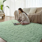 Sage Green Runner Area Rugs for Bedroom Living Room, 2x4 Feet Fluffy Bedside Rugs, Soft Shaggy Carpet Rug for Kids Room Nursery, Furry Rugs for Girls Boys Dorm Room Home Decor