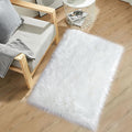 Sheepskin Faux Fur Rug, 2x3 White Fur Rug for Bedroom Small Area Throw Fluffy Fuzzy Carpet for Living Room Luxury Decor Washable Soft Shag Mats for Kids Room Nursery Dorm Bedside