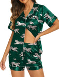 Ekouaer Silk Pajamas for Women Short Sleeve Sleepwear Soft Button Down Loungewear 2 Piece Satin Pjs Shorts Set
