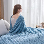 NEWCOSPLAY Super Soft Twin Blanket Blue Premium Silky Flannel Fleece 3D Heart Checkered Lightweight Bed Blanket All Season Use (Blue Heart, Twin(60"x80"))