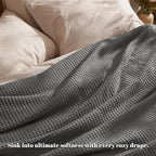 PHF Ultra Soft Waffle Weave Blanket King Size 104"x 90"- Washed Lightweight Breathable Cozy Woven Blanket for Bed - Aesthetic Decor for Couch Bedding Sofa Home Car - Grey