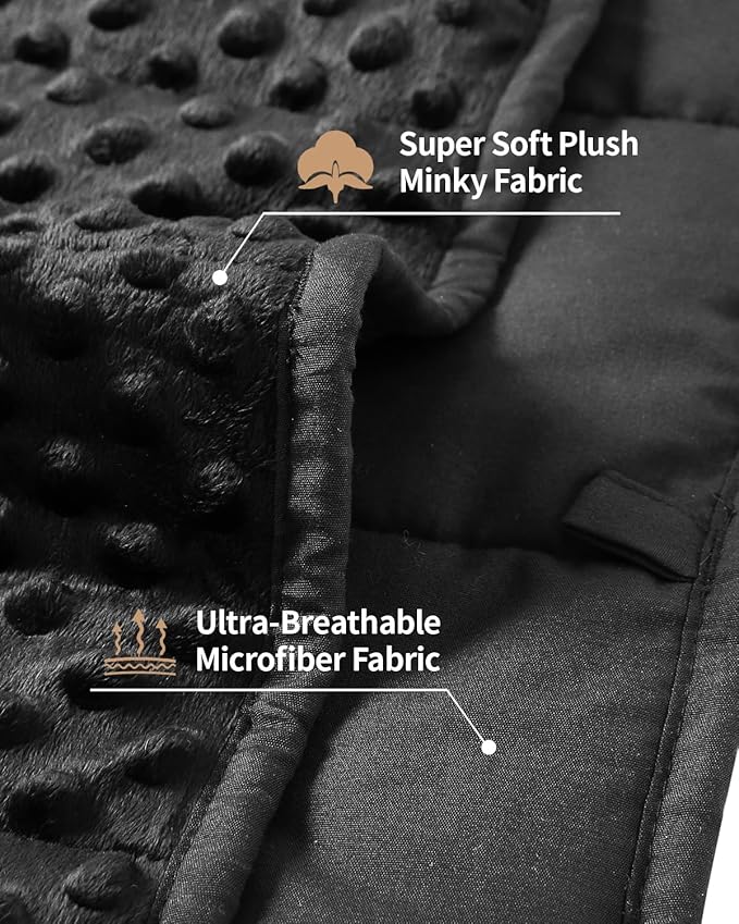 Mr. Sandman Weighted Blanket for Adults, Heavy Blanket for Woman, Man Sleeping/Calm, Soft and Cozy Weighted Throw Blankets, Machine Washable, 60 x 80in, 20 lbs, Black