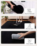 Andecor Shag Runner Rug for Bedroom Living Room, 2x6 Black Washable Fluffy Hallway Runner Area Rugs for Kitchen Boys Girls Kids Room Home Decorations Carpet