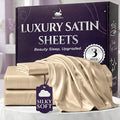 SLEEP SANCTUARY Satin Sheets Twin Size – 3 Piece Luxury Silky Bed Set, Softer Than Silk, 15" Deep Pocket, Cooling & Wrinkle-Free, Moisture-Wicking & Breathable for Hair & Skin (Ivory)