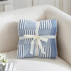 Amélie Home Knit Throw Blanket, Soft Chenille Cozy Breathable Pineapple Chunky Decorative Blanket for Couch, Bed & Sofa, French-Inspired Lightweight Warm Gift for Women, Washed Blue, 50"x60"