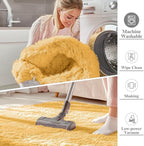 OLANLY 2x3 Machine Washable Small Bedside Rug, Soft Fluffy Shaggy Entryway Throw Rugs for Bedroom, Living Room, Indoor Floor Carpet for Kids Girls and Boys, Home Decor Aesthetic, Mustard Yellow