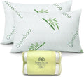 OMEO 2 Pack King Size Rayon Derived from Bamboo Pillow for Sleeping Shredded Memory Foam Bed Pillows for Side, Back and Stomach Sleepers, Soft, Cooling, Adjustable and Washable Cover 20" x 36"