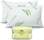 OMEO 2 Pack King Size Rayon Derived from Bamboo Pillow for Sleeping Shredded Memory Foam Bed Pillows for Side, Back and Stomach Sleepers, Soft, Cooling, Adjustable and Washable Cover 20" x 36"