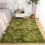 Softlife Area Rug for Living Room, Fluffy Shag Plush 5x8 Green Rugs for Bedroom Girls Kids, Shaggy Soft Fuzzy Tie Dyed Large Carpet for Dorm Bedside Ultra Cozy Non-Slip Indoor Decor