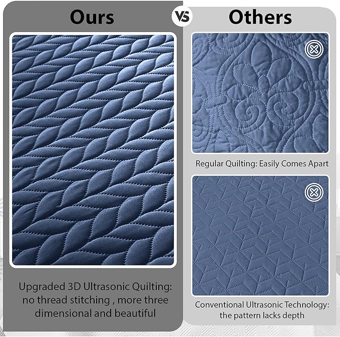IR Imperial Rooms 8 Pack Quilt King Size Bedding (106" x 96") - Bulk Wholesale for Hotels, Guest Bedroom & Airbnbs - Lightweight Microfiber Reversible Embossed Quilts Bedspread (Light Blue)