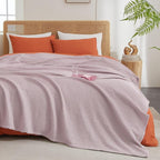 PHF Ultra Soft Waffle Weave Blanket Twin Size 66"x 90"- Washed Lightweight Breathable Cozy Woven Blanket for Bed - Aesthetic Decor for Couch Bedding Sofa Home Car - Lavender