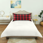 Christmas and New Year Buffalo Plaid Satin Pillowcase for Hair and Skin, Red and Black Buffalo Check Plaid Silk Pillow Case with Envelope Closure, Standard Size 20x26 inches, 1 PC