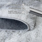 Tie-Dyed Grey Rugs for Bedroom 6x9 ft - Ultra Soft Faux Fur Area Rug - Plush Non-Slip Shaggy Carpet for Living Room, Cozy Fluffy Rug for Kids Boys Girls Dorm Nursery Room, High Pile Floor Carpet