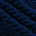 Carriediosa Chunky Knit Throw Blanket 60" X 80" Twin, 100% Hand Made Large Chenille Loop Yarn Soft Fluffy Throws for Couch Sofa Bed, Big Crochet Cozy Heavy Thick Cable Woven Blankets, Navy Blue