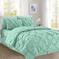 Elegant Comfort 8-Piece Pinch Pleated Comforter Set - All Season Complete Bed in a Bag, Includes 4pc Smart Sheet Set, Bed Skirt, Comforter, Matching Pillowcases and Shams, King/Cal King, Mint Green